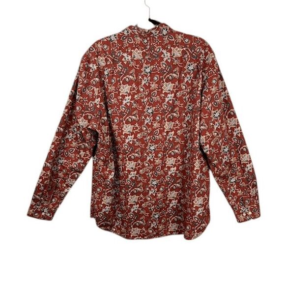 Banana Republic Camden-Fit Custom 078 Wash Rust Floral Shirt Flip Cuff Size XL - Picture 3 of 11
